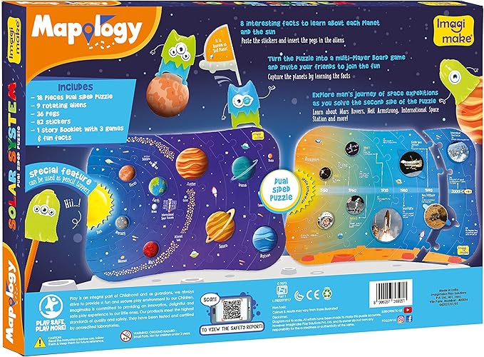Imagimake Mapology Solar System for Kids | Educational Toys for Kids 5-7 | Space Toys | Puzzles for Kids Ages 4-8 | Planet Puzzles for Kids Ages 4-8 | Birthday and Christmas Gift for Boy & Girls-BubblyBeeBaby
