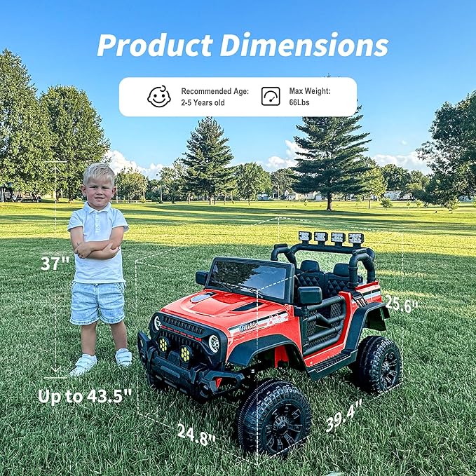 12V Kids Ride on Car Truck, Kids Electric Vehicles Car Ride on Toy for Toddlers 3-5 with Remote Control - Red-BubblyBeeBaby