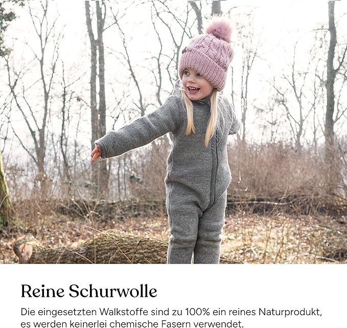 Ehrenkind® WOOLEN JUMPSUIT for Infants and Kids, Warm infant One-Piece made of natural virgin wool with zipper-BubblyBeeBaby