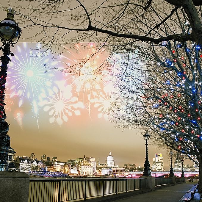 HOME LIGHTING 200 LED 66FT Fairy String Lights, July 4th Patriotic Light with 8 Lighting Modes, Mini Lights Plug in for Indoor Outdoor Independence Day Tree Holiday Party Decor, Red Blue & White-BubblyBeeBaby