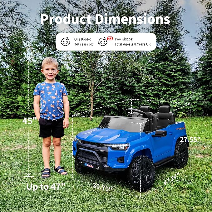 24V 10Ah Ride on Toy for Big Kids, 4WD 2 Seater Electric SUV Kids Car to Drive w/Remote Control, 4x200W Motors - Blue-BubblyBeeBaby