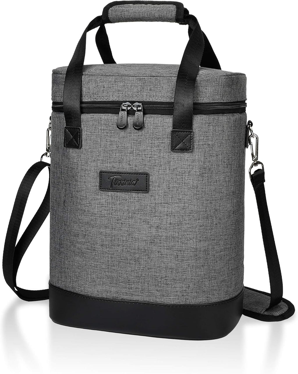 Tirrinia 6 Bottle Wine Cooler Bag - Insulated Padded Portable Versatile Wine Gift Carrier Tote Bag for Travel, BYOB Restaurant, Wine Tasting, Party, Pecfect Gift for Wine Lover, Grey