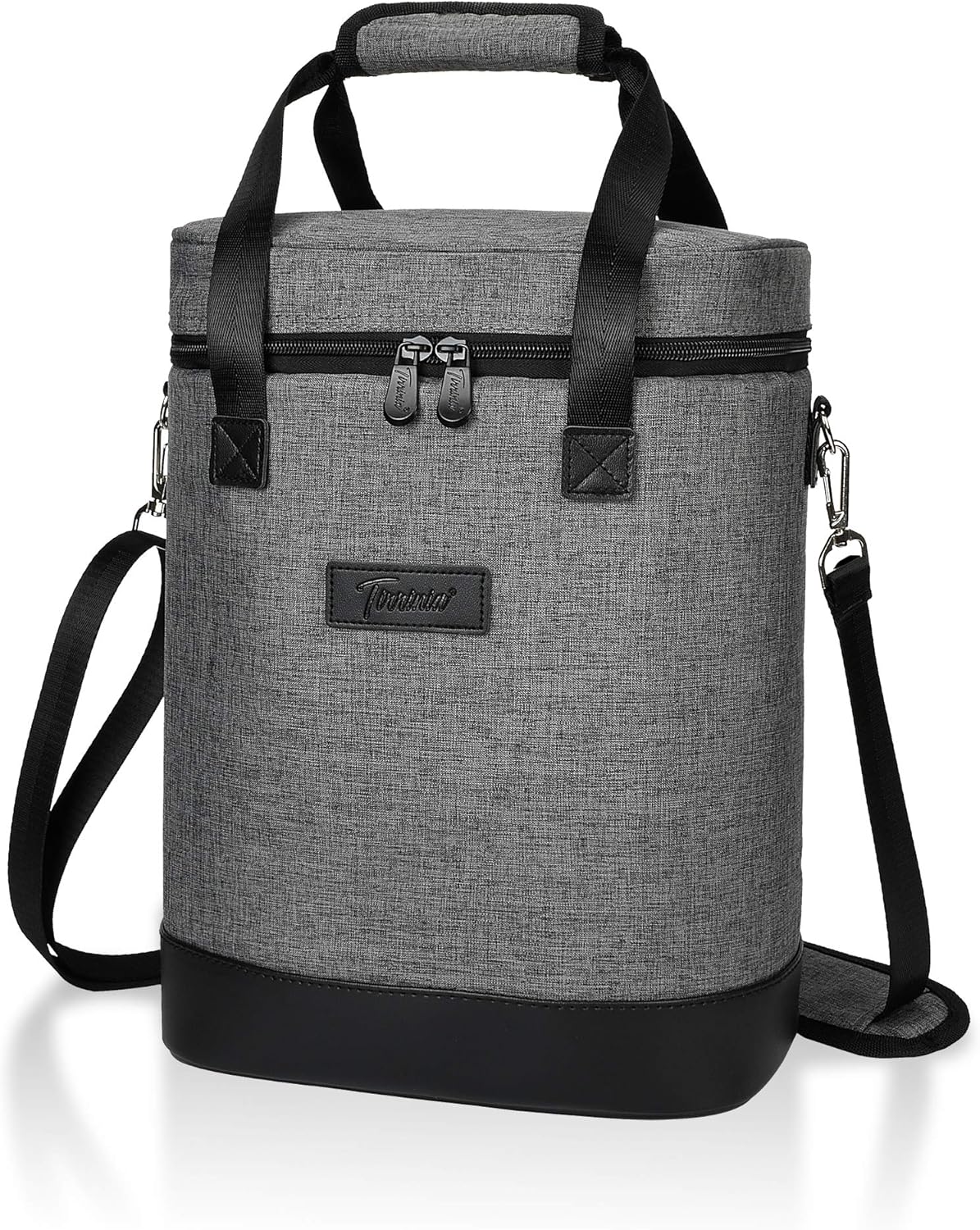 Tirrinia 6 Bottle Wine Cooler Bag - Insulated Padded Portable Versatile Wine Gift Carrier Tote Bag for Travel, BYOB Restaurant, Wine Tasting, Party, Pecfect Gift for Wine Lover, Grey
