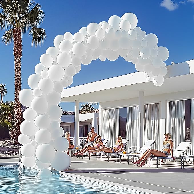 JOYIN 150 Pcs White Balloons, Different Sizes 18 12 10 5 Inch White Latex Balloon Arch Kit with Instruction for Birthday Decoration Party Graduation Wedding Holiday-BubblyBeeBaby