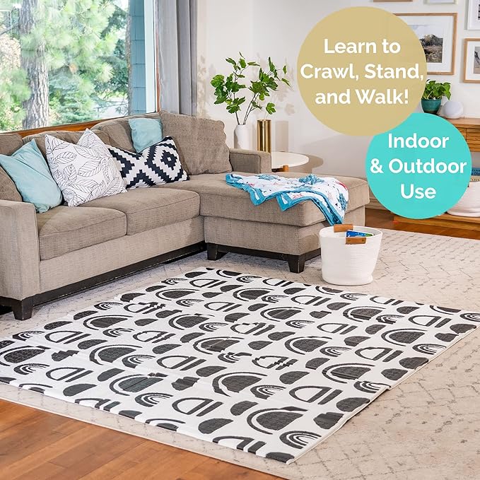 JumpOff Jo - Extra Large Waterproof Foam Padded Play Mat for Infants, Babies, Toddlers, Play Pens & Tummy Time, Foldable Activity Mat, 77 x 70 x 0.6 inches-BubblyBeeBaby