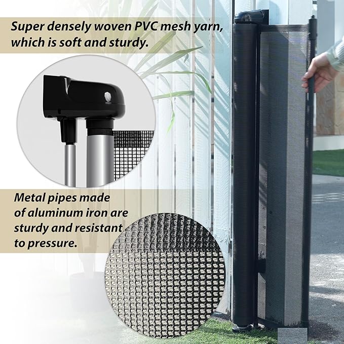 150" Extra Wide Retractable Baby Gates Dog Gate for Large Opening, 41" Extra Tall Mesh Pet Gate, Long Child Safety Gates with Fiberglass Rods for Stairways, Doorways, Hallways - Indoor/Outdoor Use-BubblyBeeBaby