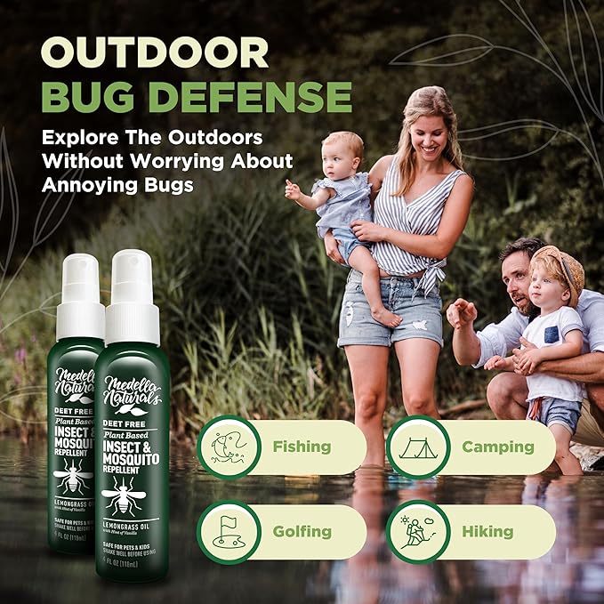 Insect & Mosquito Repellent, DEET-Free Naturally Derived Formula, Kid and Pet Friendly, Made in The USA, 4 Ounce Spray Bottle-BubblyBeeBaby