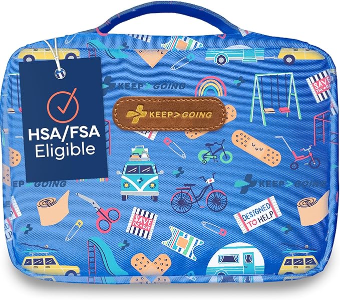 KeepGoing Large Home First Aid Kit for Kids – 270 Pc. for Car, Home, Dorm, & Boat with Latex-Free Bandages – 10 x 7 x 3.5 in. Travel First Aid Kit (Signature)-BubblyBeeBaby