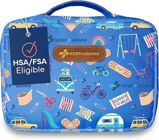 KeepGoing Large Home First Aid Kit for Kids – 270 Pc. for Car, Home, Dorm, & Boat with Latex-Free Bandages – 10 x 7 x 3.5 in. Travel First Aid Kit (Signature)-BubblyBeeBaby