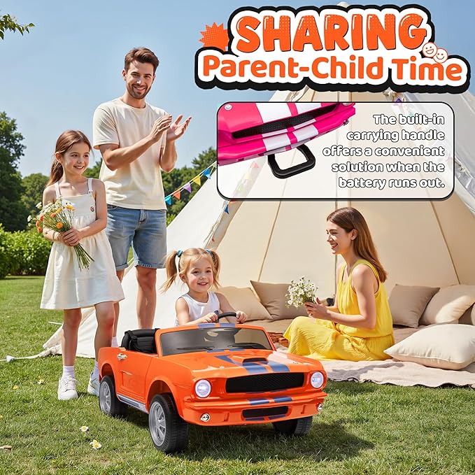 24V 2 Seater Ride on Toys, Licensed Shelby Cobra Kids Power Car Wheeler Ride On Toy w/ 2WD/4WD Switchable, Remote Control, 19" Spacious Seat, 4 Spring Suspension, Music, Bluetooth-BubblyBeeBaby