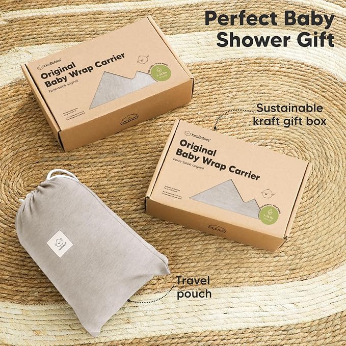 KeaBabies Baby Wrap Carrier - All in 1 Original Baby Carrier Newborn to Toddler Sling, Easy to Wear, Hands Free Bonding, Lightweight, Breathable Infant Wraps (Stone Gray)-BubblyBeeBaby
