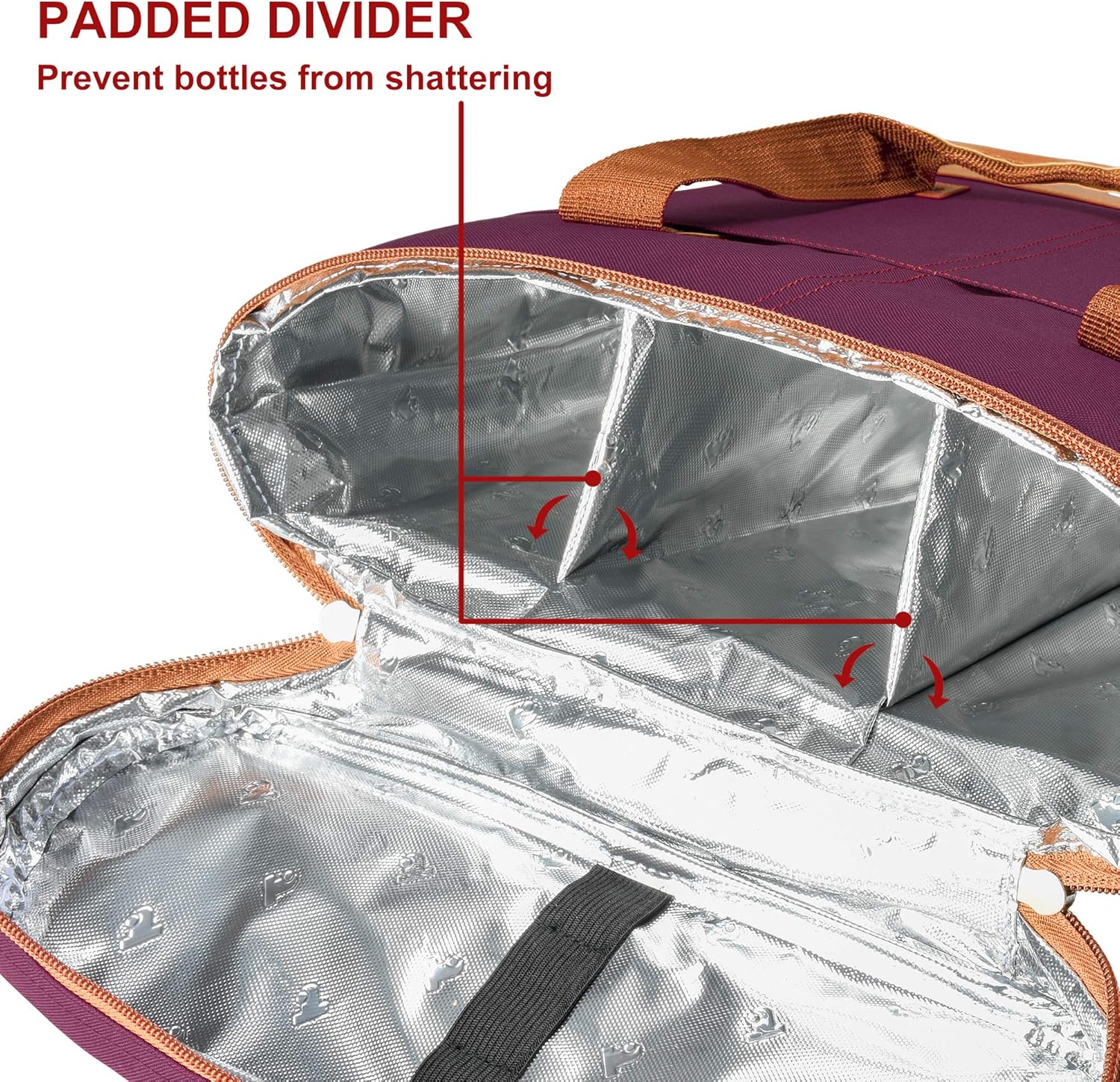 Tirrinia Insulated Wine Gift carrier - 3 Bottle Travel Padded Wine Carry Cooler Tote Bag with Handle and Adjustable Shoulder Strap, Purple