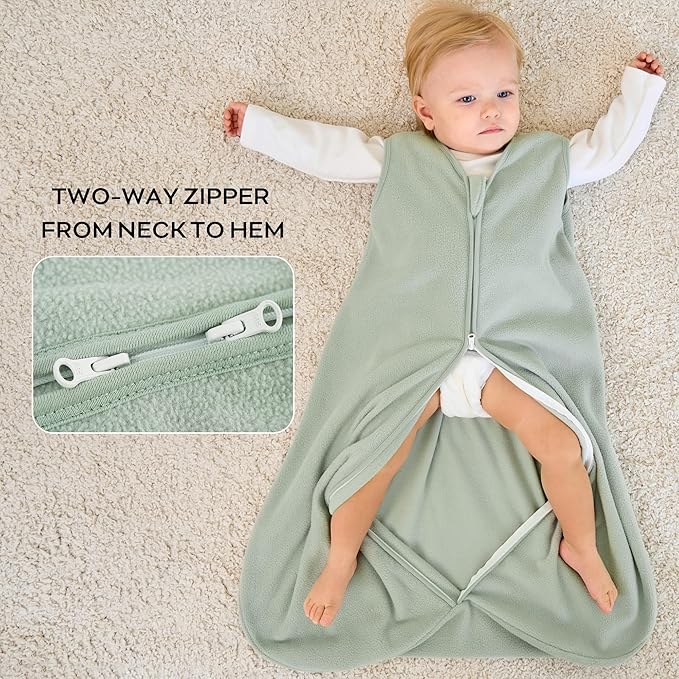 JELLYMONI Fleece Baby Sleep Sack 12-18 Months, 2 Pack 1.5 TOG Baby Wearable Blanket Winter Infant Sleeping sack with 2-Way Zipper, Warm Toddler Sleep Sack-BubblyBeeBaby