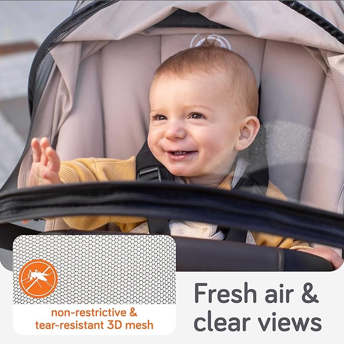 Baby Uma Baby Mosquito Net for Stroller - Universal Stroller Mosquito Net Cover, Breathable & Tear-Resistant 3D Mesh Insect Netting with Zip-up Window (+ Travel Bag)-BubblyBeeBaby
