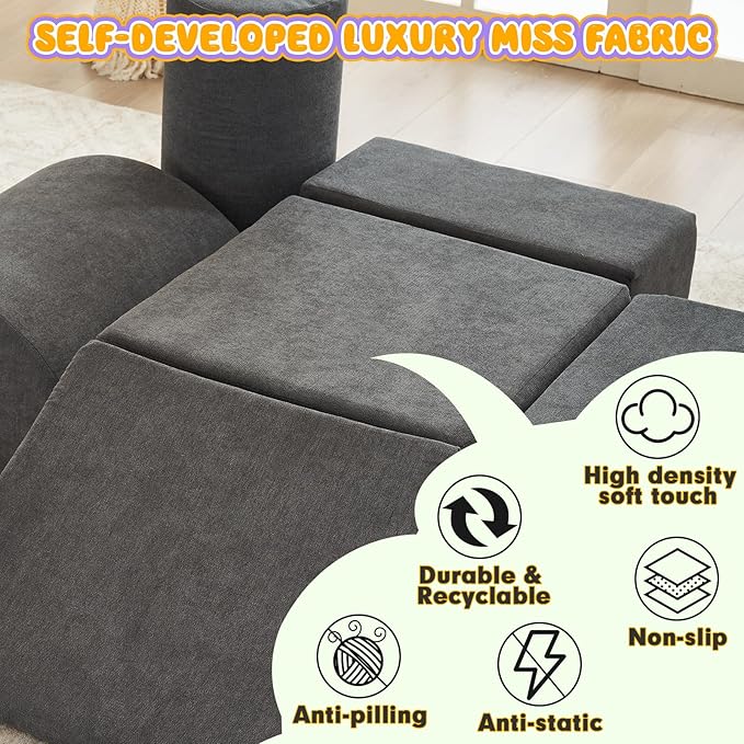 jela Foam Blocks 6Pcs Soft Play Equipment Luxury Miss Fabric, Toddler Climbing Toys Indoor Soft Play Climbing for Toddlers, Lightweight Climbing Blocks for Babies, Kids, Climb and Crawl Foam Playset-BubblyBeeBaby