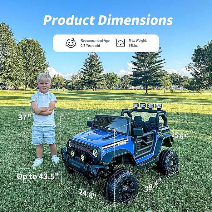 24V Kids Ride on Car, Kids Electric Vehicles Car Ride on Toy Truck for Toddlers w/Remote Control, 400W Motor - Blue-BubblyBeeBaby