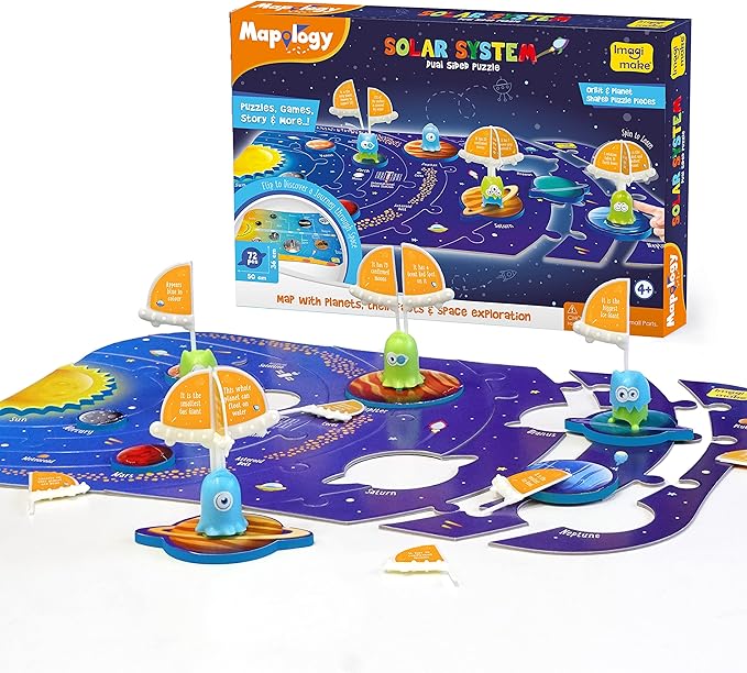 Imagimake Mapology Solar System for Kids | Educational Toys for Kids 5-7 | Space Toys | Puzzles for Kids Ages 4-8 | Planet Puzzles for Kids Ages 4-8 | Birthday and Christmas Gift for Boy & Girls-BubblyBeeBaby