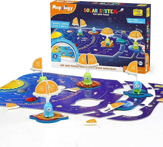 Imagimake Mapology Solar System for Kids | Educational Toys for Kids 5-7 | Space Toys | Puzzles for Kids Ages 4-8 | Planet Puzzles for Kids Ages 4-8 | Birthday and Christmas Gift for Boy & Girls-BubblyBeeBaby