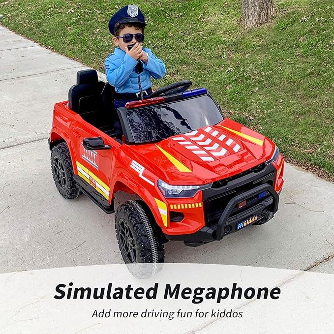 24V 10Ah Electric Police Car Ride on Toy for Big Kids, 4WD 2 Seater Kids Ride on Car SUV w/Remote Control, 4x200W Motors - Red-BubblyBeeBaby