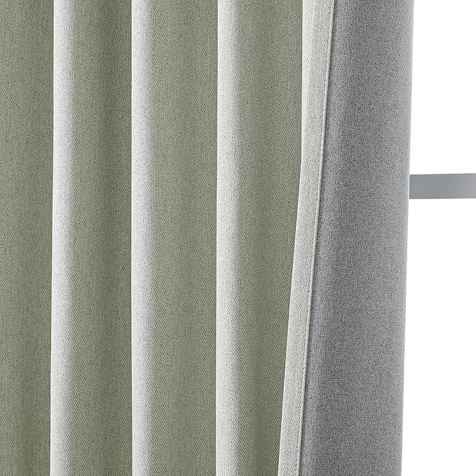 Joydeco Custom Blackout Curtains for Bedroom, Total Blackout Curtains Back Tab & Rod Pocket, Solid Thermal Insulated Window Drapes Luxury Decor for Living Room 1 Panel (Custom Size, Sage Green)-BubblyBeeBaby