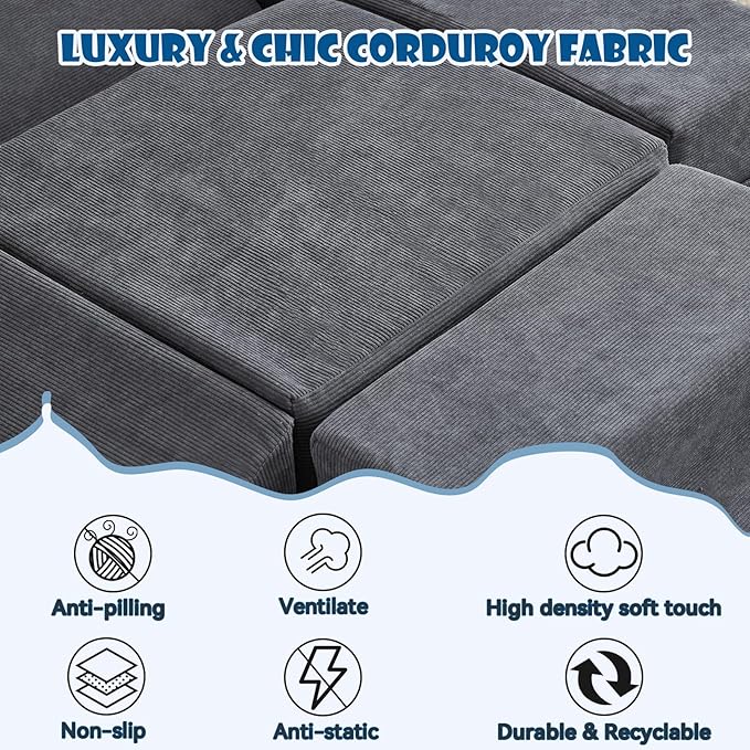 Jela Foam Blocks 6Pcs Soft Play Equipment Luxury Corduroy Fabric, Toddler Climbing Toys Indoor Soft Play for Toddlers-BubblyBeeBaby