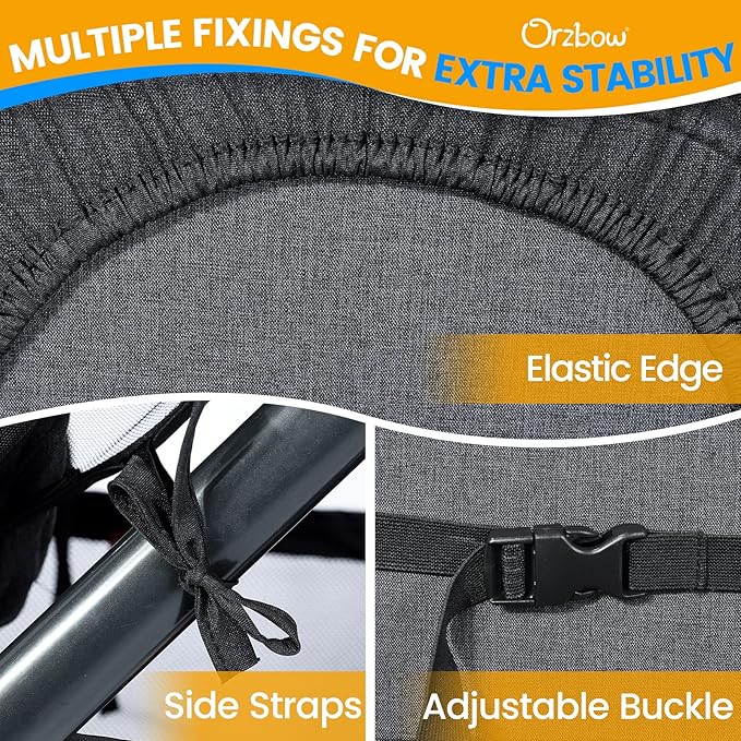 Orzbow 2-in-1 Baby Mosquito Net with UPF50+ Sunshade for Stroller, Breathable Stroller Mosquito Netting Privacy Cover with Two-Way Zipper & Storage Bag for Bassinet, Carrycot & Car Seat, Black-BubblyBeeBaby