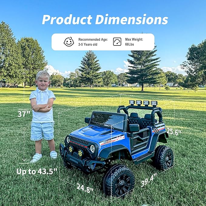 12V Kids Ride on Car Truck, Kids Electric Vehicles Car Ride on Toy for Toddlers with Remote Control - Blue-BubblyBeeBaby