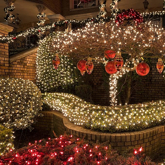 Home Lighting 66ft Christmas Decorative Mini Lights, 200 LED Green Wire Fairy Starry String Lights Plug in, 8 Lighting Modes, for Indoor Outdoor Xmas Tree Wedding Party Decoration (Warm White)-BubblyBeeBaby