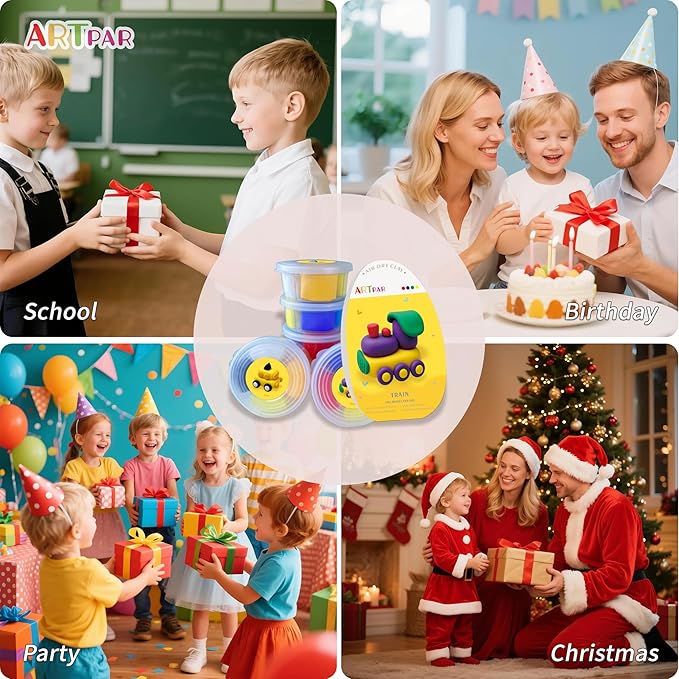 Kids Air Dry Clay Kit,12 Pack Traffic Modeling Magic Clay Sculpting Set | Ultra Light Non-Toxic DIY Art & Crafts School Classroon Projects,Home Party Favors Supplies for Boys Girls Adults-BubblyBeeBaby