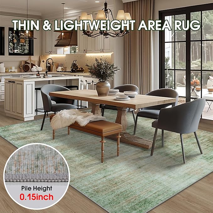 10x14 Area Rugs for Living Room: Soft Abstract Large Area Rug Non-Shedding Anti-Skid Stain Resistant Indoor Floor Modern Washable Rugs for Bedroom Dining Room Nursery Farmhouse Home Office-Green-BubblyBeeBaby