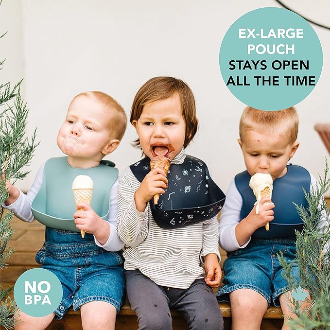 Loulou Lollipop Soft, Waterproof Silicone Feeding Bib-BubblyBeeBaby