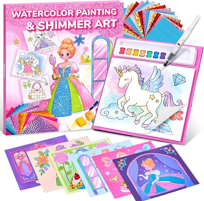 JoyCat Paint with Water Coloring Books, Art & Craft Activity, Princess No Mess Art for Kids Ages 4-8, Craft Kits & Supplies, DIY Creative Activity, Presents for Girls & Boys-BubblyBeeBaby