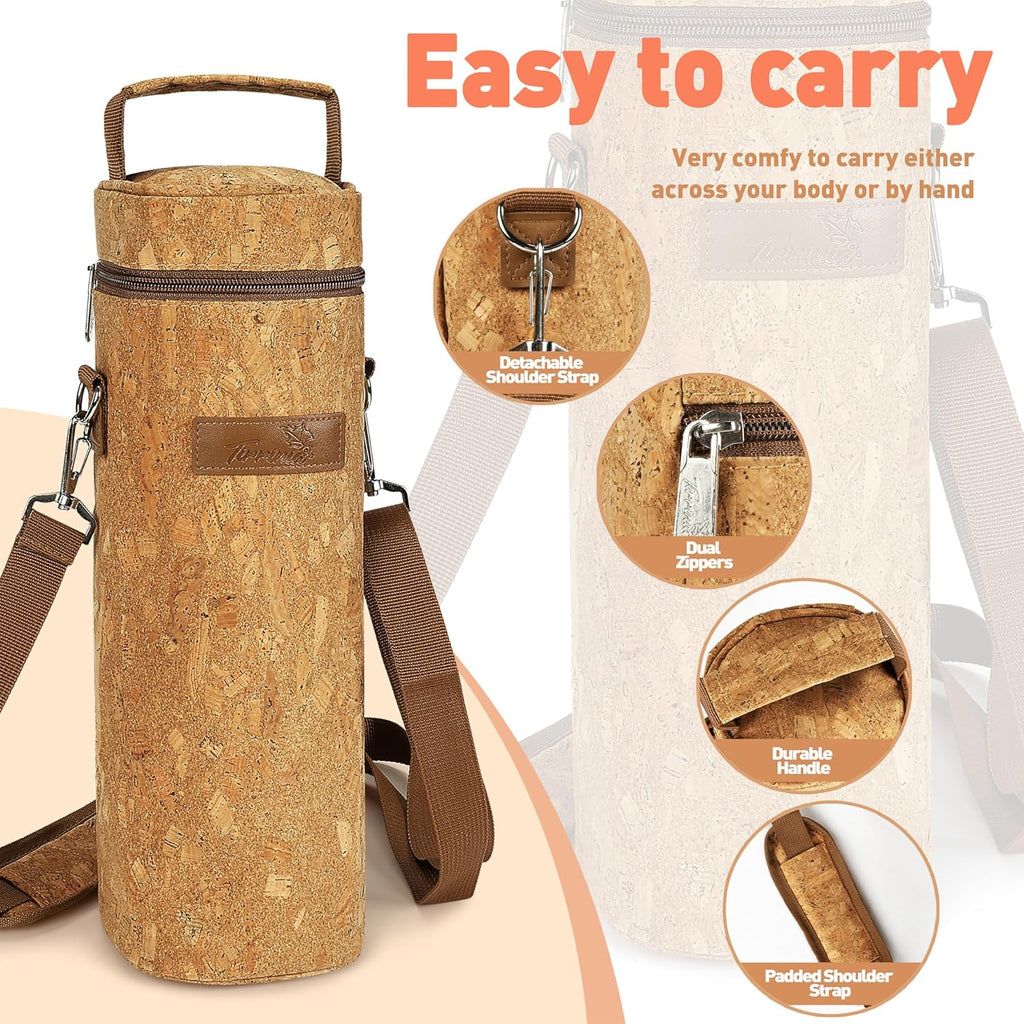 Tirrinia Single Bottle Wine Gift Carrier Bag, Insulated Travel Wine Cooler Tote with Shoulder Strap for Picnic, Party, BYOB Restaurant, Portable One Bottle Wine Chiller Container, Gift for Wine Lovers