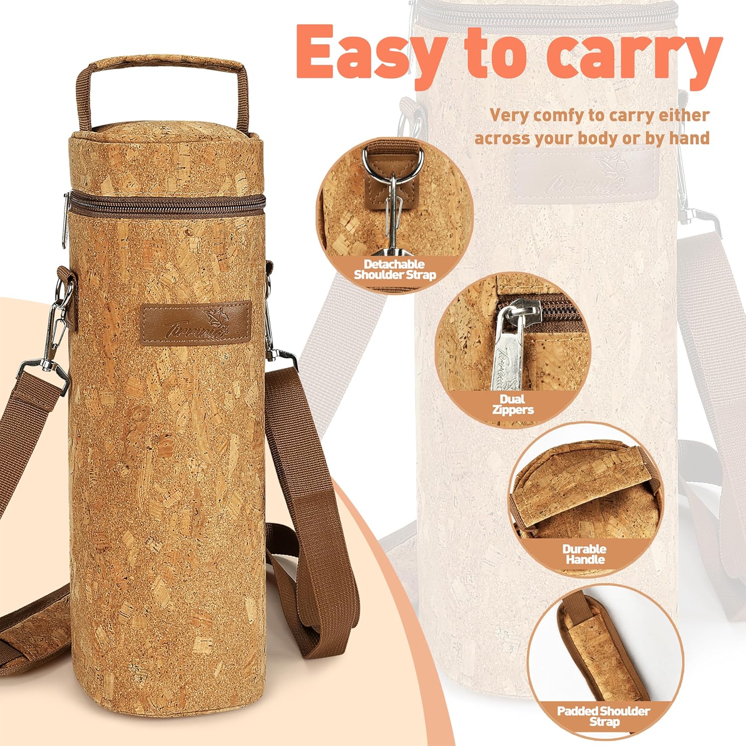 Tirrinia Single Bottle Wine Gift Carrier Bag, Insulated Travel Wine Cooler Tote with Shoulder Strap for Picnic, Party, BYOB Restaurant, Portable One Bottle Wine Chiller Container, Gift for Wine Lovers