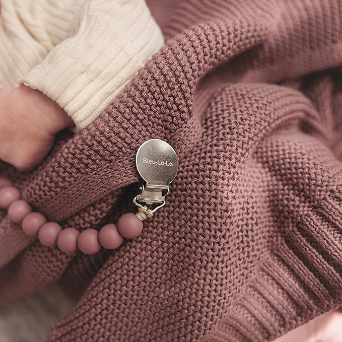 Heritage Knit Organic Cotton Receiving Swaddle Blanket for Girls - 100% Luxury Organic Cotton Knit Warm Cozy Crib Quilt Swaddle Blanket for Newborns Infants Babies & Toddlers (0-2Yrs - Sugar Plum)-BubblyBeeBaby