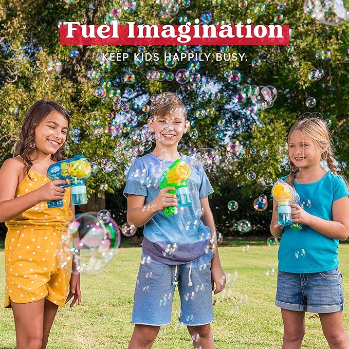 JOYIN 3 Packs Bubble Guns with 3 Solutions, Automatic Bubble Maker Blower Machine for Kids, Party Favors, Summer Toy, Birthday, Outdoor & Indoor Activity, Easter-BubblyBeeBaby