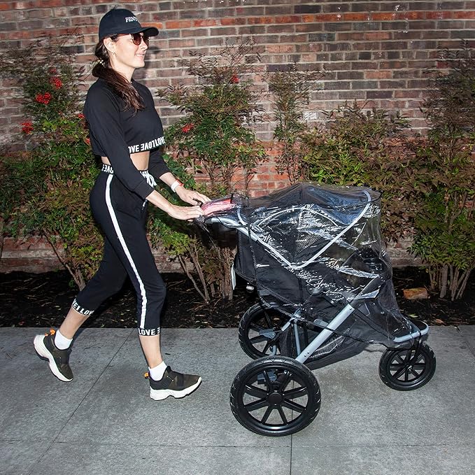 Graco Baby Jogging Stroller Universal Rain Cover, Ventilated Weather Shield, Waterproof, Windproof, Versatile Size to Fit Most Jogging Strollers, Vinyl, Clear, Plastic-BubblyBeeBaby