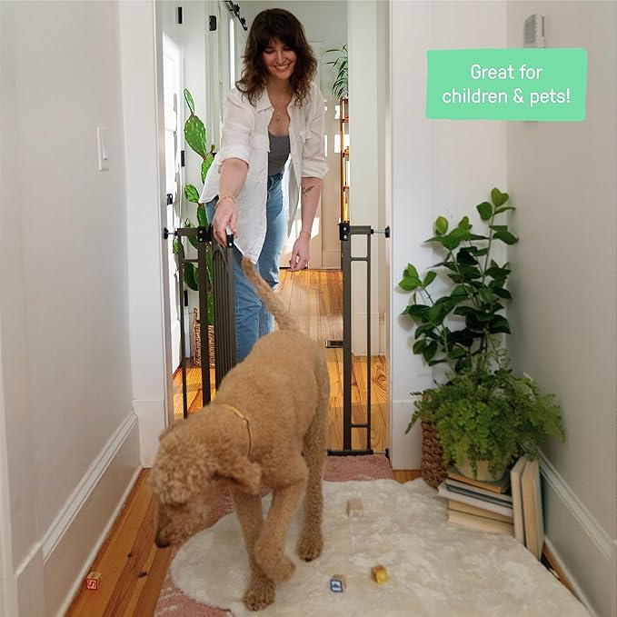 Ingenuity Decorative Extra Tall Baby Gate & Dog Gate, 28.5"-48" Wide, 36" Tall, Hardware or Pressure Mounted, Install on Top or Bottom of Stairs, Banister, or Doorway - Bronze-BubblyBeeBaby