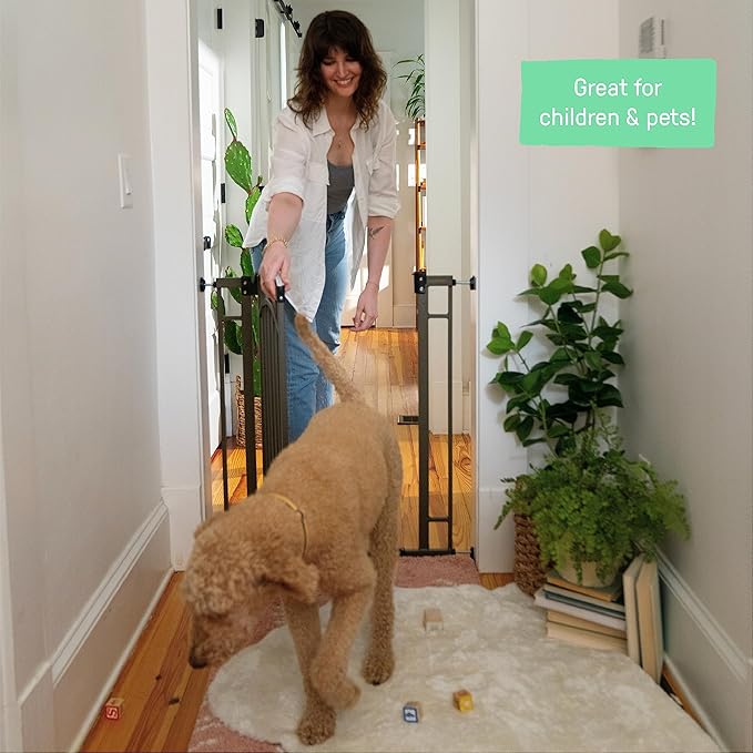 Ingenuity Multi-Use Decorative Extra Tall Walk-Thru Baby Gate, Fits Openings 28.5-48 Inch (Pack of 1), Black Metal, for Doorways and Stairways, 36' Tall Baby and Pet Gate, Black, One Size-BubblyBeeBaby