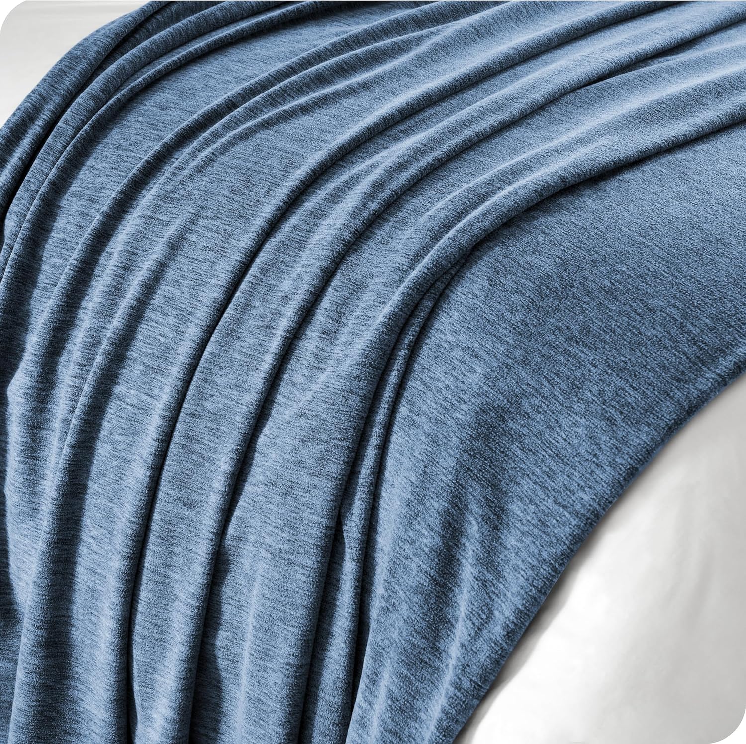 Bare Home Polar Fleece Blanket - Extra Long - Heathered Dark Blue - Warm & Cozy - Premium Fleece - Throw for Bed, Camping and Travel - Lightweight (Twin/Twin XL, Heathered Dark Blue)