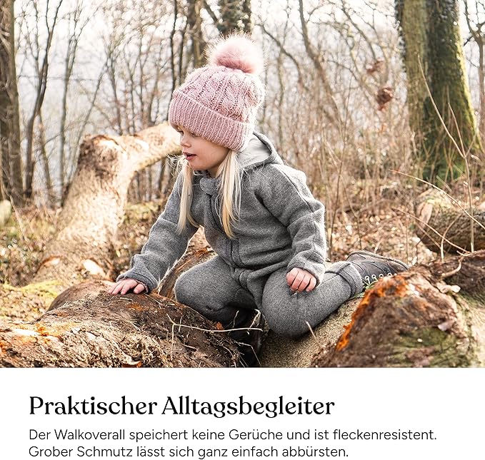 Ehrenkind® WOOLEN JUMPSUIT for Infants and Kids, Warm infant One-Piece made of natural virgin wool with zipper-BubblyBeeBaby