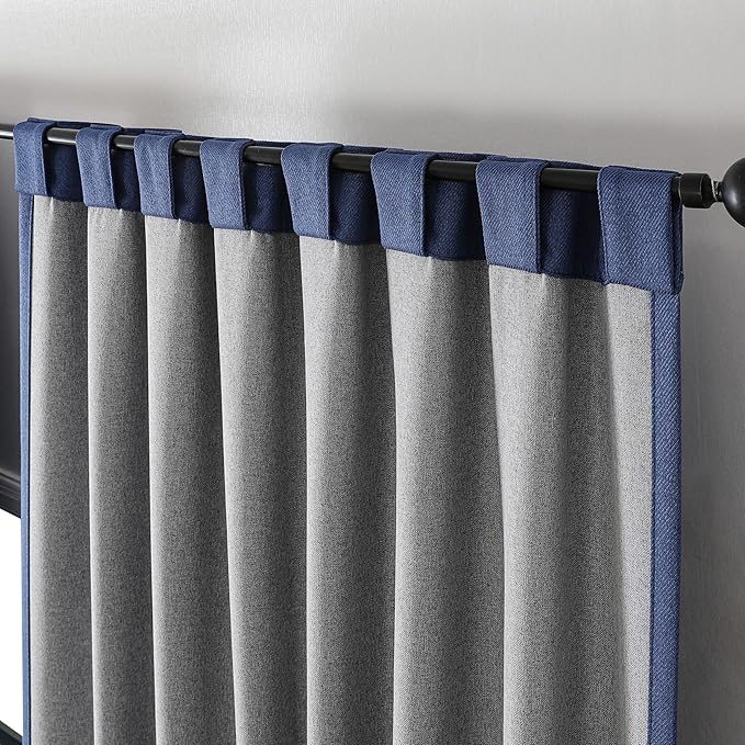 Joydeco Faux Linen Blackout Curtains for Bedroom,Blue Blackout Curtains 72 inches Long,100% Blackout Solid Thermal Insulated Window Drapes Luxury Decor for Living Room（W52xL72 Inch,Twilight Blue）-BubblyBeeBaby