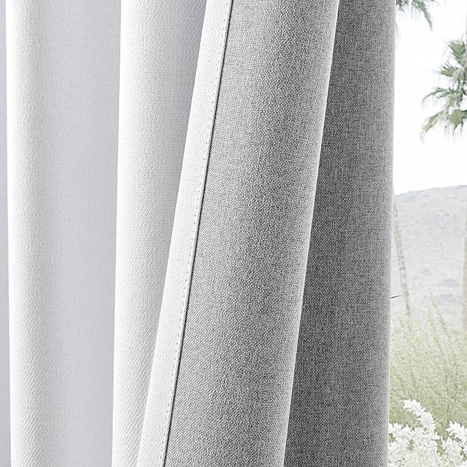 Joydeco Faux Linen Blackout Curtains for Bedroom,White Blackout Curtains 96 inches Long,100% Blackout Solid Thermal Insulated Window Drapes Luxury Decor for Living Room（W52xL96 Inch,White）-BubblyBeeBaby