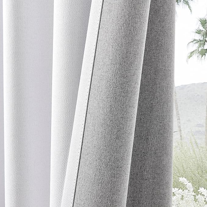 Joydeco Faux Linen Blackout Curtains for Bedroom,White Blackout Curtains 90 inches Long,100% Blackout Solid Thermal Insulated Window Drapes Luxury Decor for Living Room（W52xL90 Inch,White）-BubblyBeeBaby
